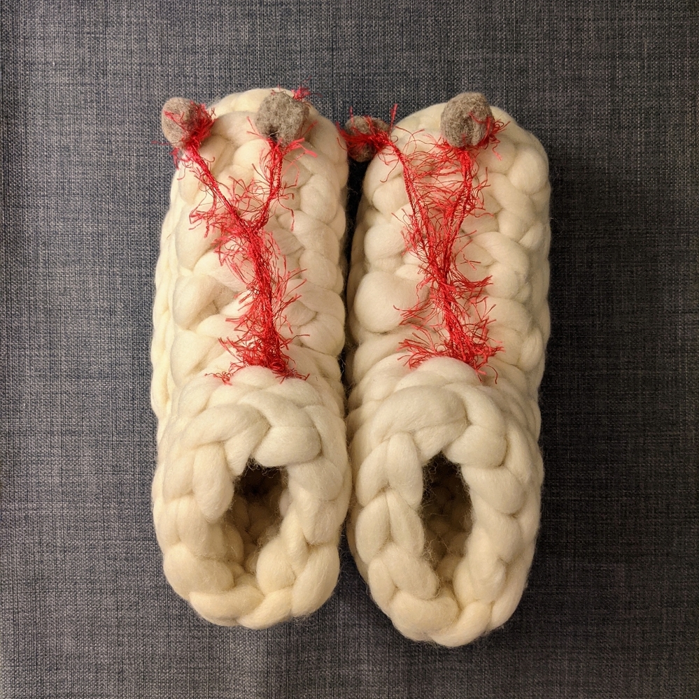 Cozy wool slipper booties (handmade)